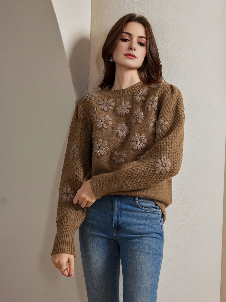 Isabella Thick Crochet Knit Long Sleeve Sweater