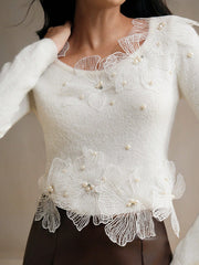 Isabella 3D Floral Rhinestone Embellished Turtleneck Sweater