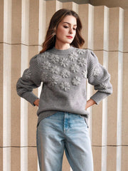 Isabella Thick Crochet Knit Long Sleeve Sweater