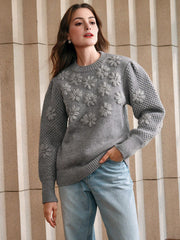 Isabella Thick Crochet Knit Long Sleeve Sweater