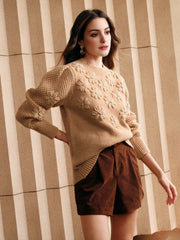 Isabella Thick Crochet Knit Long Sleeve Sweater