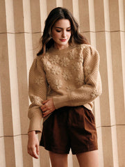 Isabella Thick Crochet Knit Long Sleeve Sweater