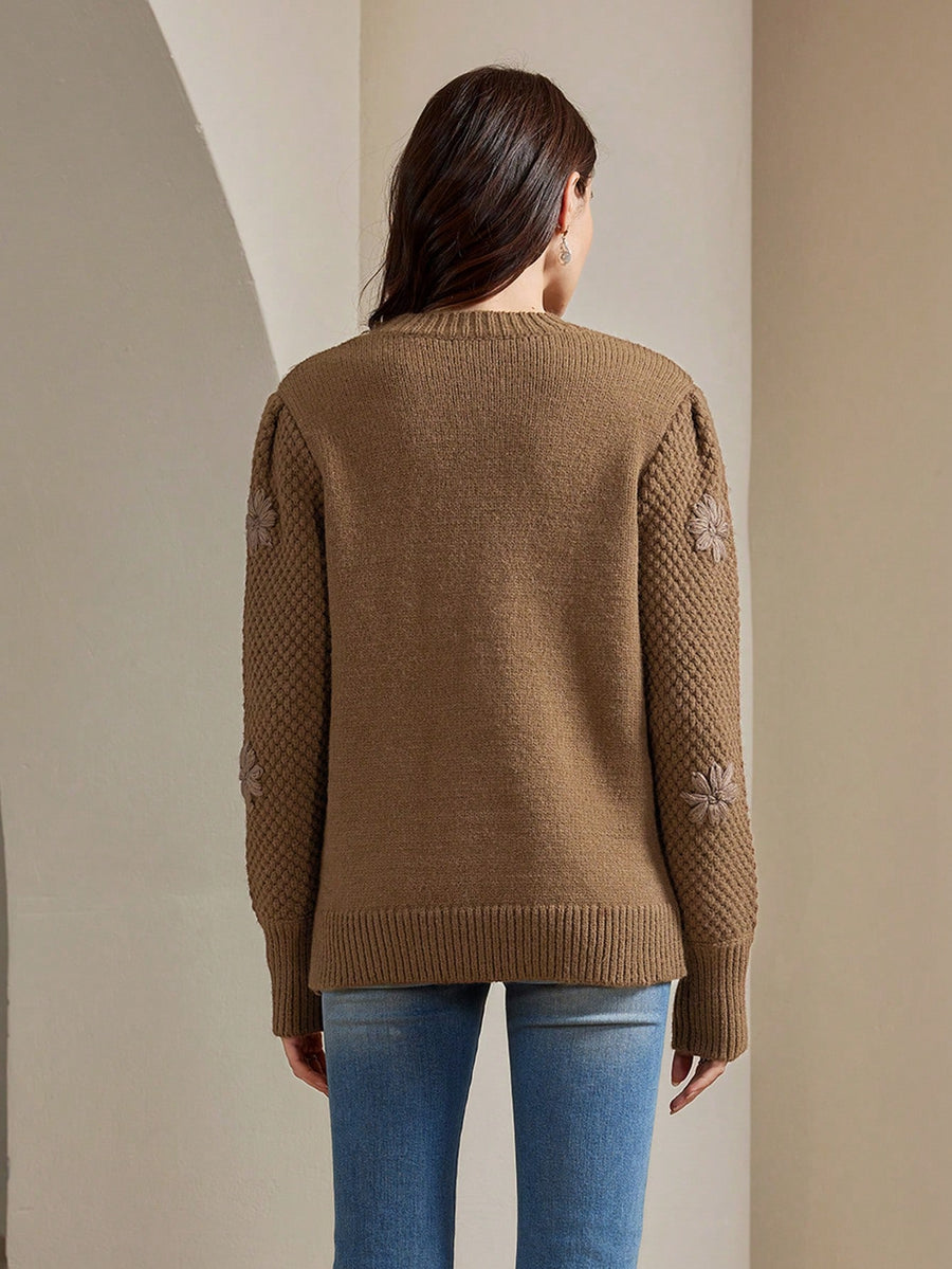 Isabella Thick Crochet Knit Long Sleeve Sweater