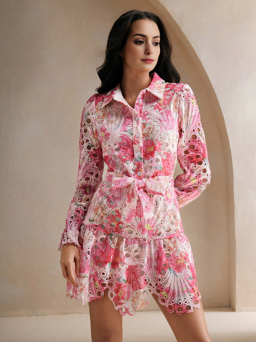 Isabella Floral Print V-Neck Long Sleeve Casual Vacation Dress