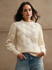 Isabella Thick Crochet Knit Long Sleeve Sweater