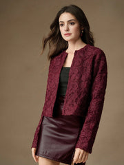 Isabella Party Floral Texture Crew Neck Jacket