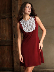 Isabella Round Neck Lace Patchwork Waist Elegant Dress