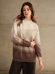 Isabella Long Sleeve Gradient Striped Colorblock Knitted Sweater