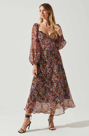 Sylvie Floral Puff Sleeve Midi Dress