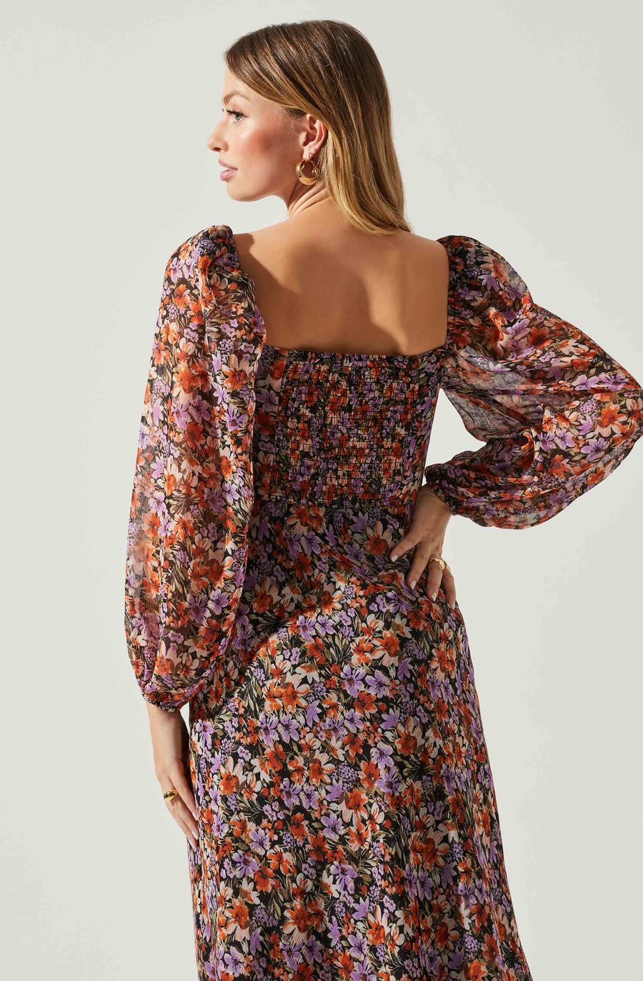 Sylvie Floral Puff Sleeve Midi Dress