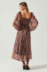 Sylvie Floral Puff Sleeve Midi Dress