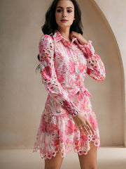 Isabella Floral Print V-Neck Long Sleeve Casual Vacation Dress