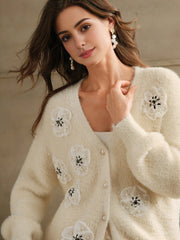 Isabella Luxury Accessories 3D Applique Elegant Cardigan