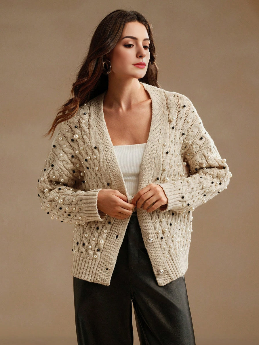 Isabella Heavy Beaded Casual Sweater Cardigan