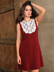 Isabella Round Neck Lace Patchwork Waist Elegant Dress