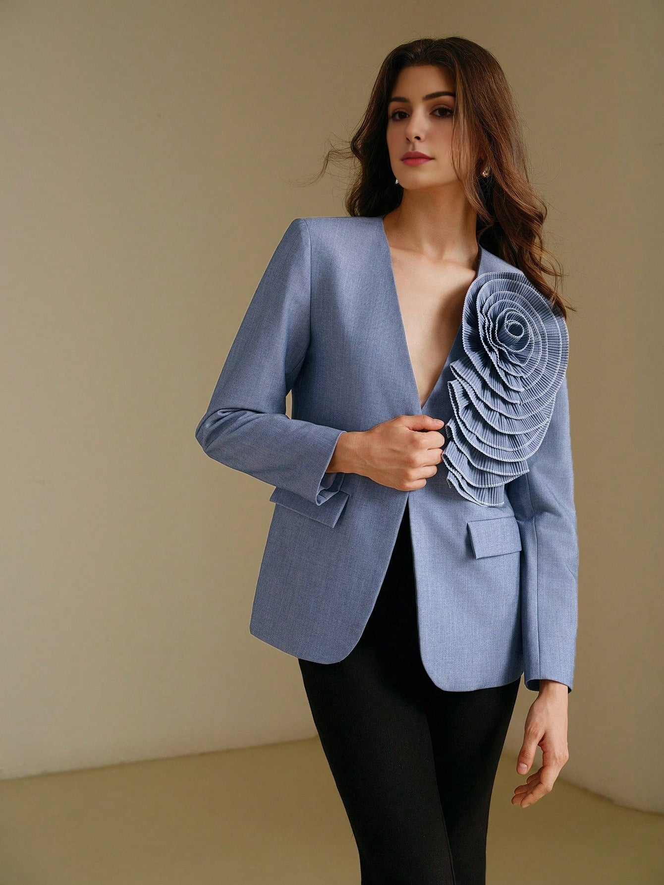 Isabella Single Button Floral Patchwork Elegant Blazer