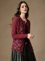 Isabella Retro Embroidered Floral Sequin Decoration Cardigan