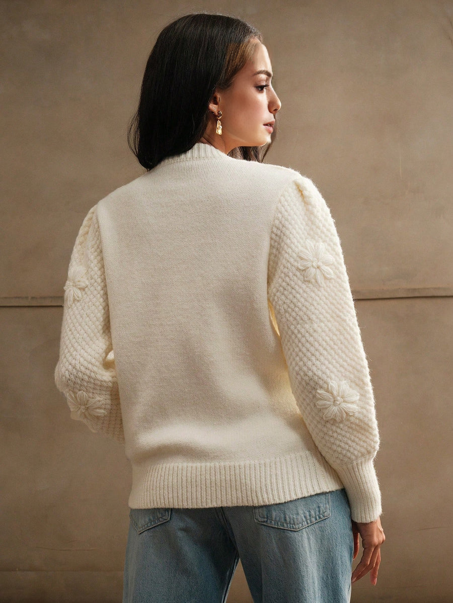 Isabella Thick Crochet Knit Long Sleeve Sweater