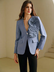 Isabella Single Button Floral Patchwork Elegant Blazer