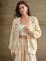 Isabella Luxury Accessories 3D Applique Elegant Cardigan