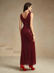 Isabella Round Neck Backless Sequin Mermaid Elegant Evening Dress