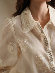 Isabella Jacquard Embroidery And Rhinestone Decoration Shirt