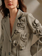 Isabella Elegant Lapel Handmade Floral Decor Blazer