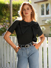 Isabella Black T-Shirt With Bow Knot