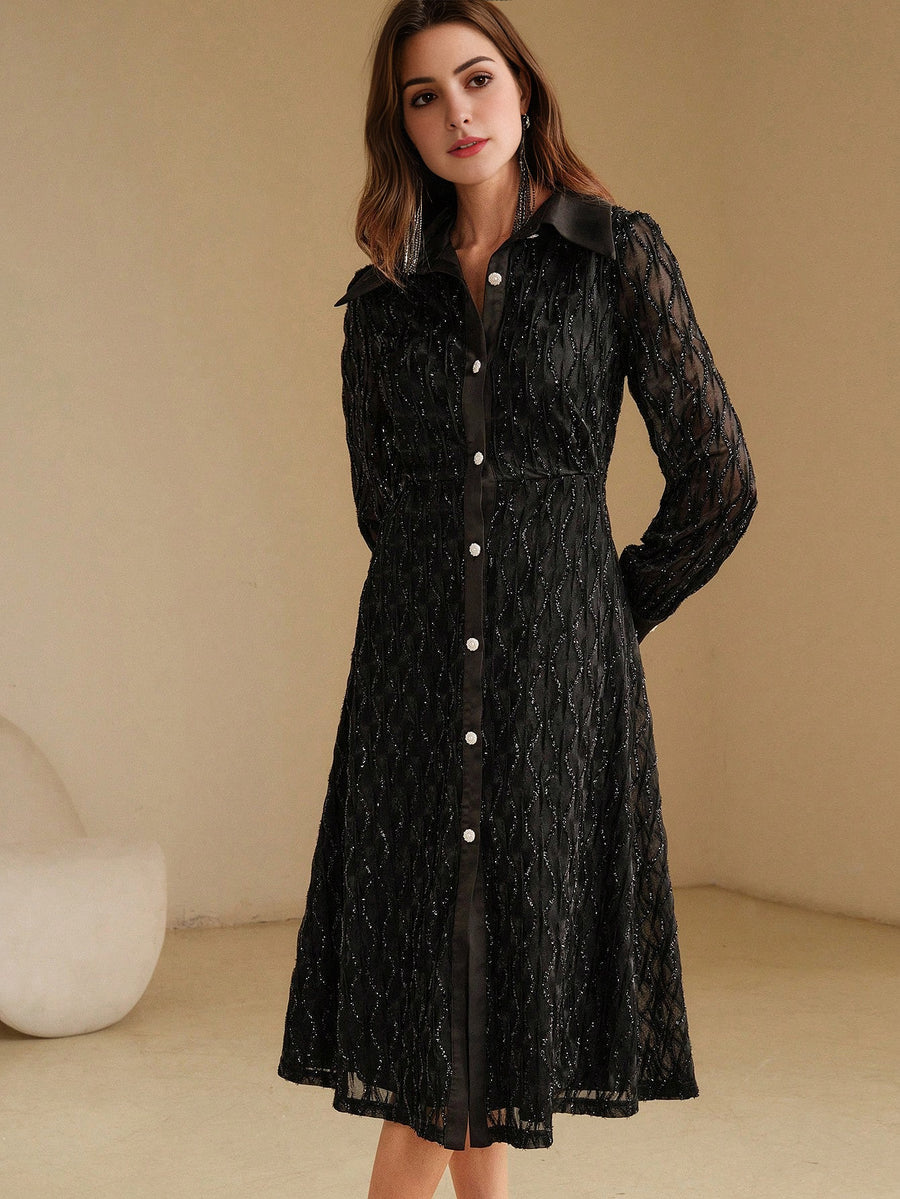 Isabella Lace Collar Long Sleeve Casual Resort Dress