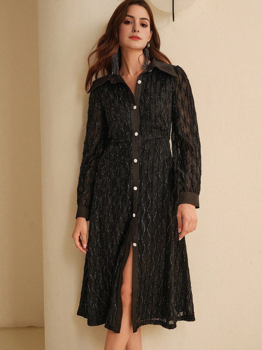 Isabella Lace Collar Long Sleeve Casual Resort Dress