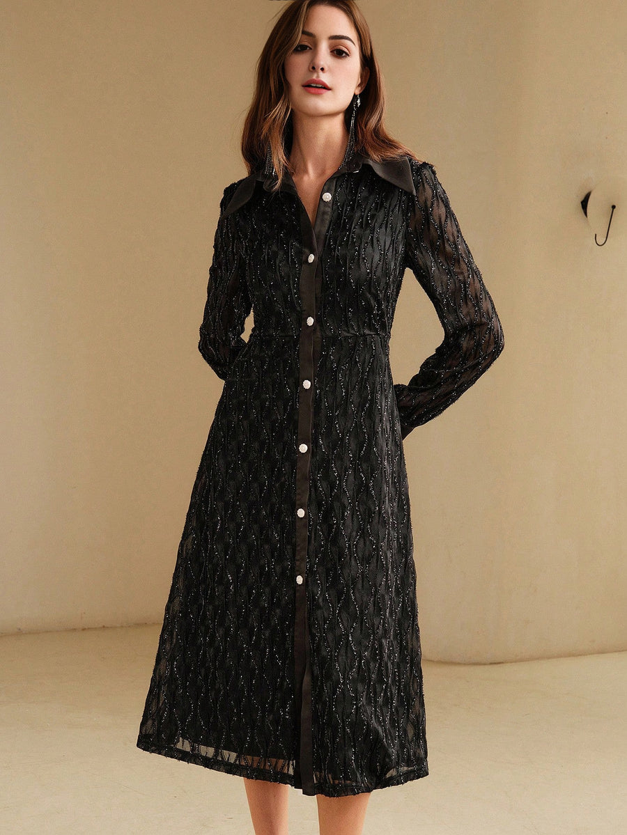 Isabella Lace Collar Long Sleeve Casual Resort Dress