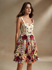 Isabella 3D Floral Sleeveless Casual & Elegant Dress