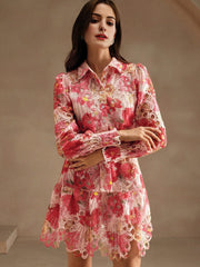 Isabella Floral Print V-Neck Long Sleeve Casual Vacation Dress