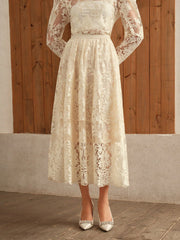 Isabella Women Sweater And Elegant Mesh Embroidered A-Line Skirt