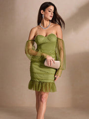 Isabella Customized Women's Ruffle Ruffle Mesh Lantern Sleeve Party Dress