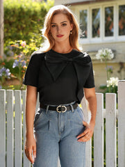 Isabella Black T-Shirt With Bow Knot