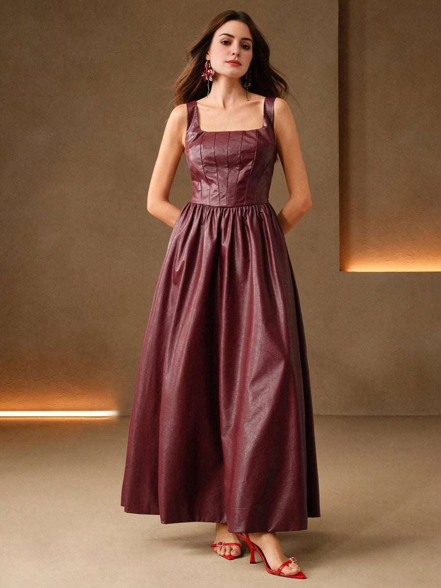 Isabella Pleated Waist Slimming Elegant Dress