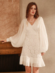 Isabella Ladies' Elegant White Lace Vacation Dress