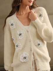 Isabella Luxury Accessories 3D Applique Elegant Cardigan