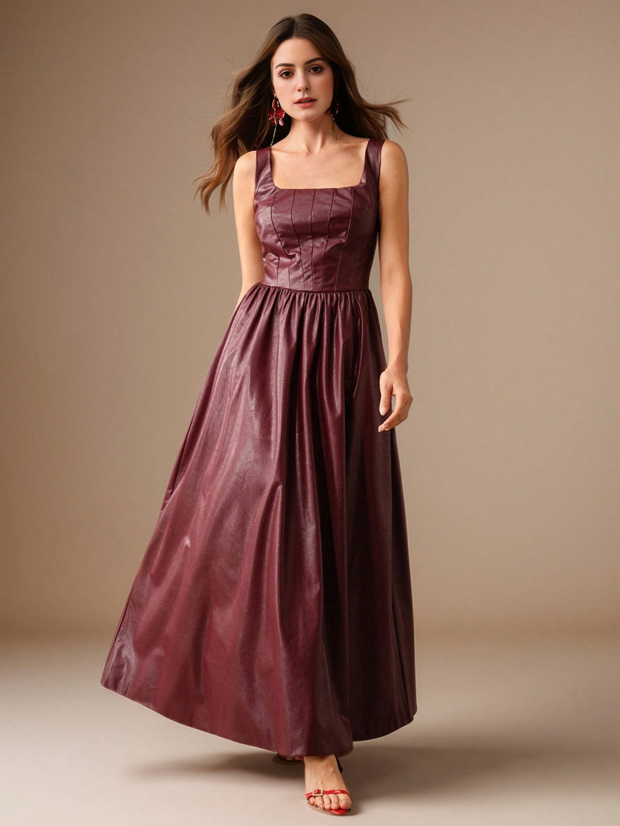 Isabella Pleated Waist Slimming Elegant Dress