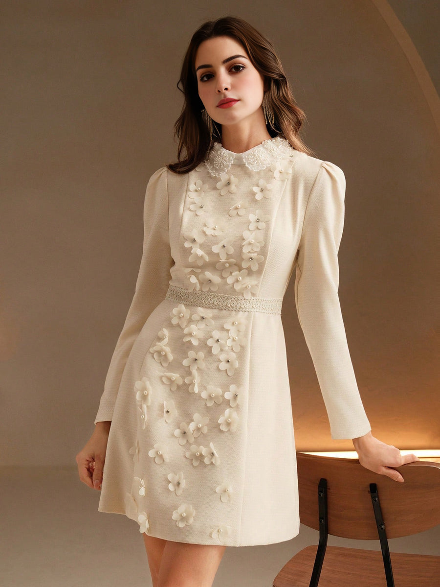 Isabella Lace High-End Embroidery Pearl Design Dress