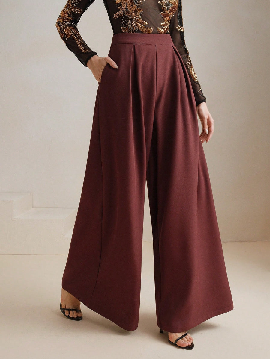 Isabella Stylish Pleated Loose Wide Leg Pants