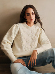 Isabella Thick Crochet Knit Long Sleeve Sweater