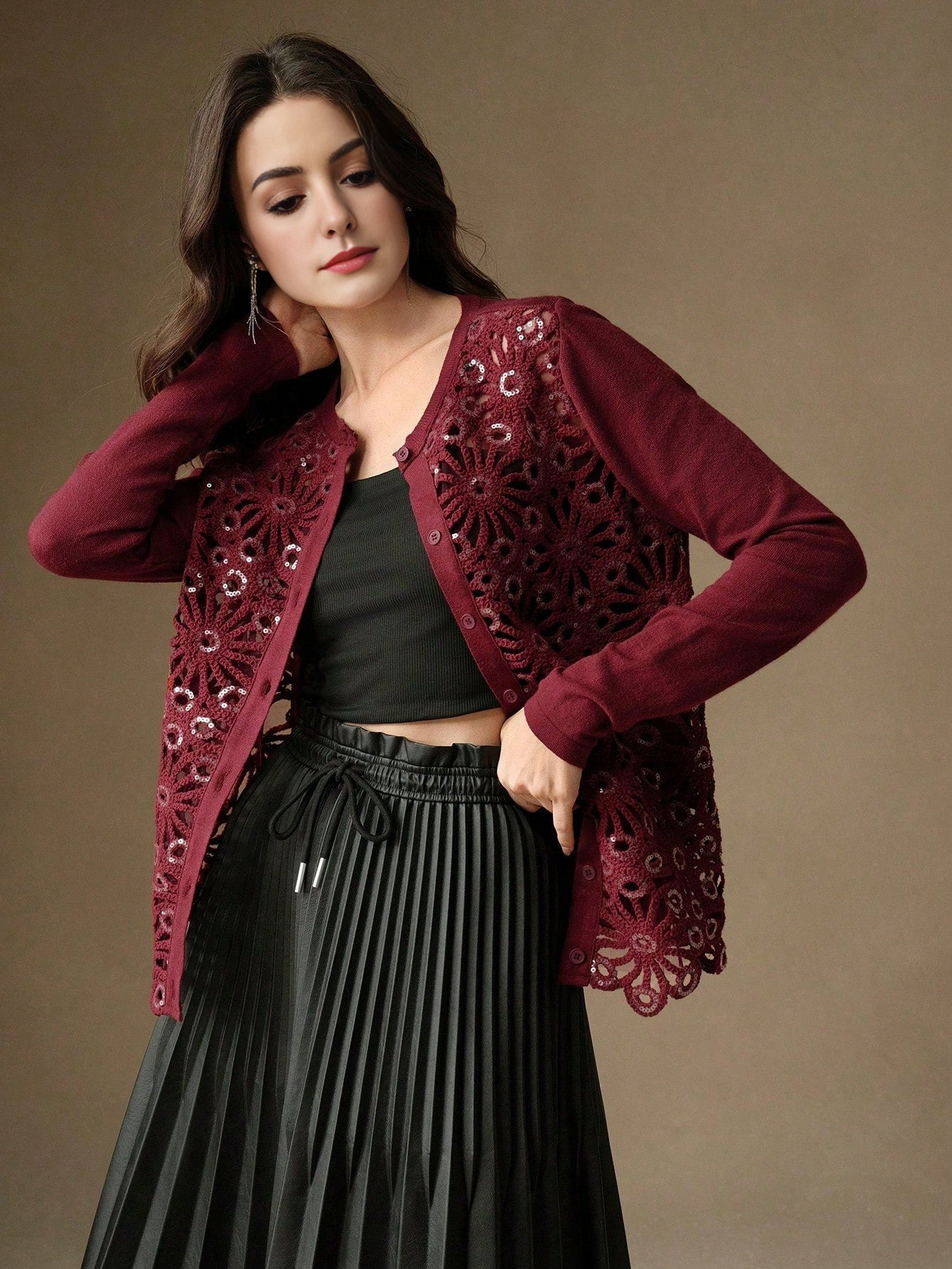 Isabella Retro Embroidered Floral Sequin Decoration Cardigan