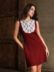 Isabella Round Neck Lace Patchwork Waist Elegant Dress