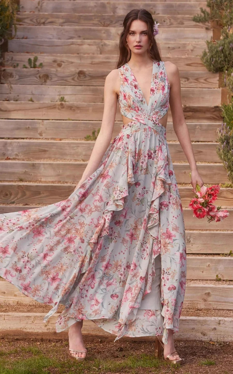 Noya Floral Cutout Maxi Dress