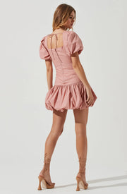 Syah Puff Sleeve Bubble Hem Mini Dress - Redstitch