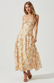 Mariella Floral Halter Midi Dress - Redstitch