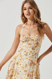 Mariella Floral Halter Midi Dress - Redstitch