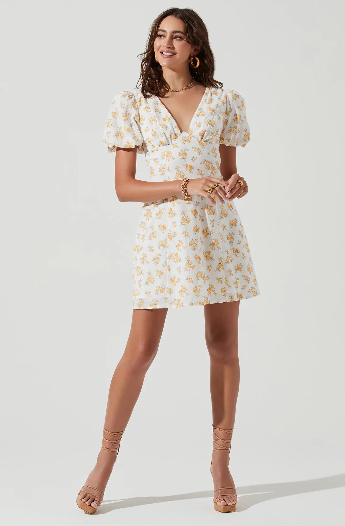 Lovegrove Floral Puff Sleeve Mini Dress - Redstitch